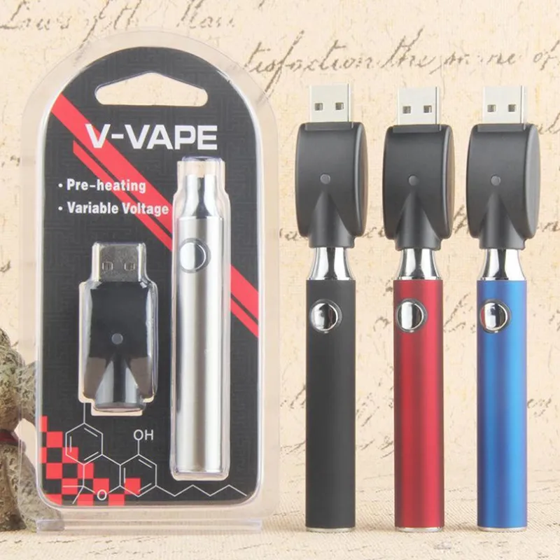 

10pcs Preheating voltage variable Battery 650mah E Cigarettes Vape Pen with USB Charger Fit 510 Thread vaporizer For CBD tank