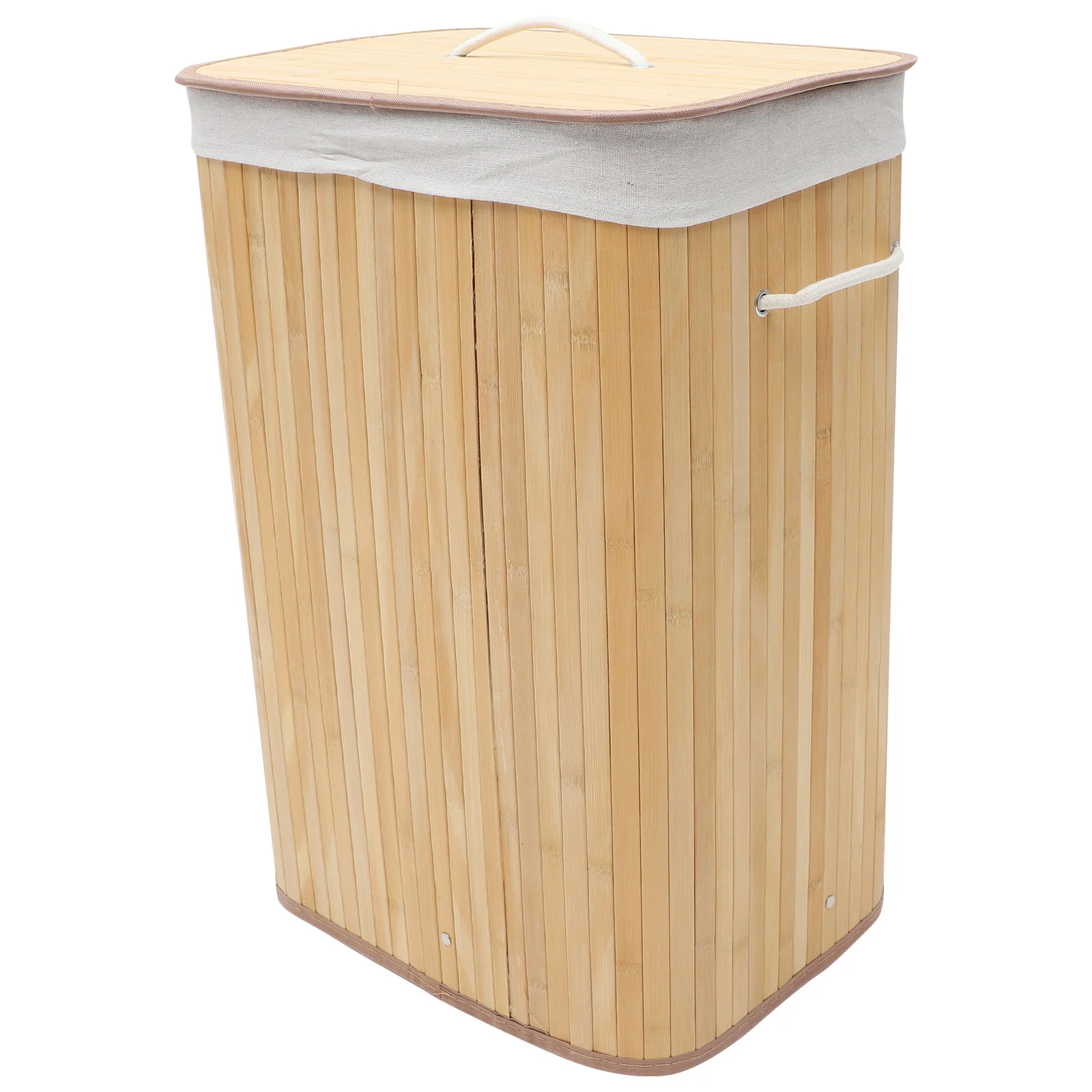 

Foldable Clothes Storage Basket Household Laundry Dirty Clothes Storage Bucket Bamboo Basket (Khaki)