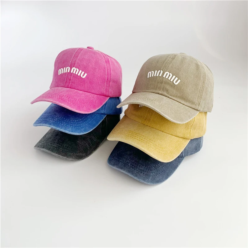 

Letter M Cotton Washed Baseball Cap Women Outdoor Vacation Casual Simplicity Hats Men Sports Travel Hat Fashion Handsome Hats