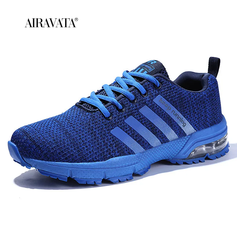 Breathable Men's Running Shoes Air Cushion Comfortable Lightweight Mesh Male Walking Footwears with Four Bars Lace-up