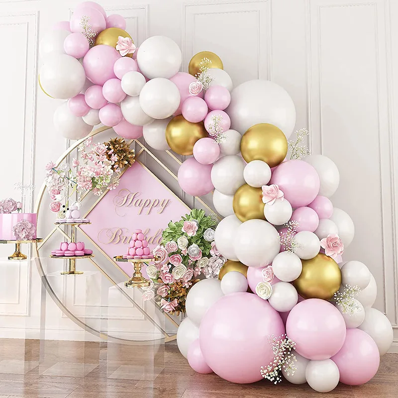 

93pcs Pink White Balloon Chain Kit Wedding Balloon Happy 16th Birthday Party Balon Sweet 18th Birthday Party Decor Kids Favor