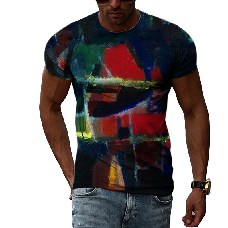 

Summer Casual Men's T-shirt Creative Graffiti 3D Printing Personality Young Fashion Trend High Street O-neck Short-sleeved Top
