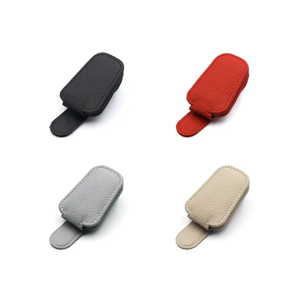 

Leather Car Glasses Clip Universal Auto Sunglasses Eyeglasses Case Interior Card Key Fastener Organizer Holder Red