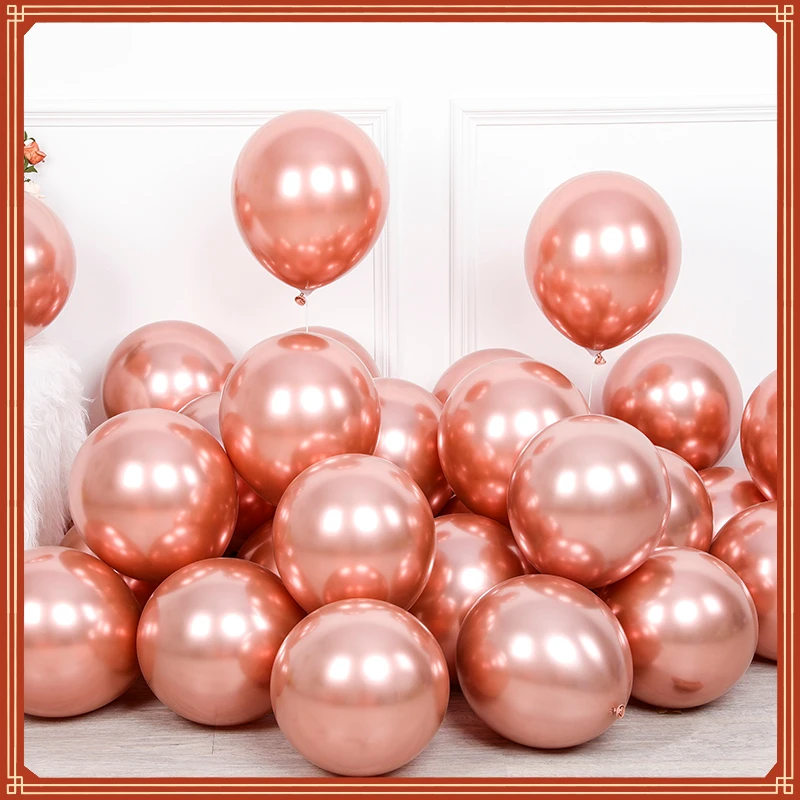 

New in 10inch New Glossy Hot Pink Metal Pearl Latex Balloons Rose Gold Thick Chrome Metallic Inflatable Air Balls Globos envio g