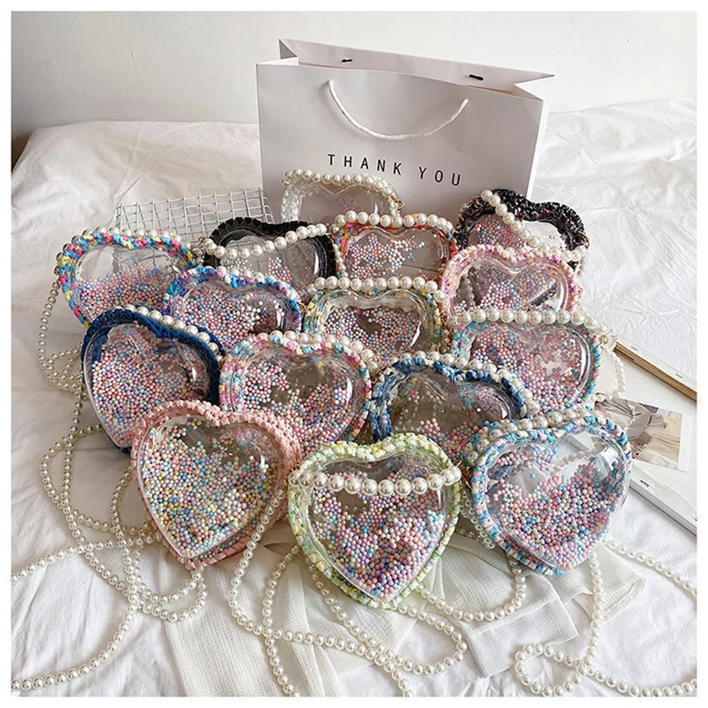 

Acrylic Heart Shape Pearl Handle Weave DIY Set for Phone Handbag Bag 0395