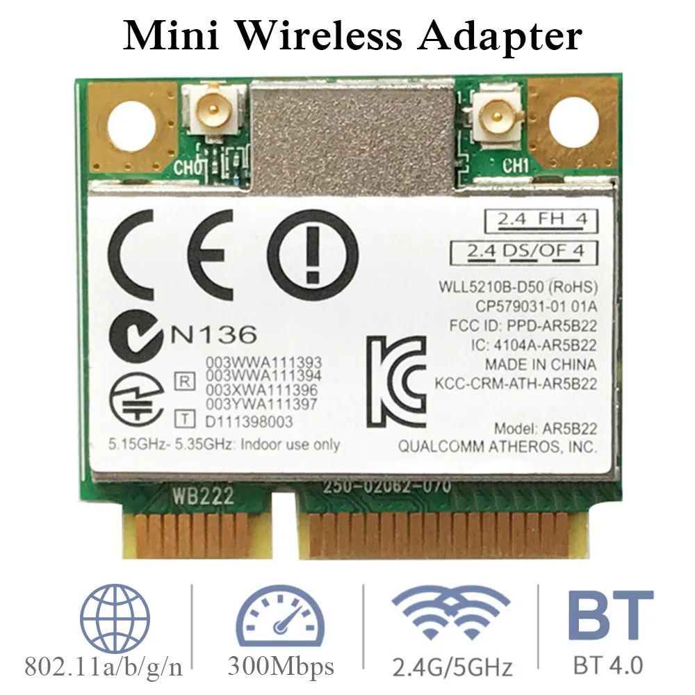 Сетевая карта PCI-E 300 Мбит/с 2 4/5 ГГц Bluetooth 4 0 802.11a/b/G/n | Компьютеры и офис