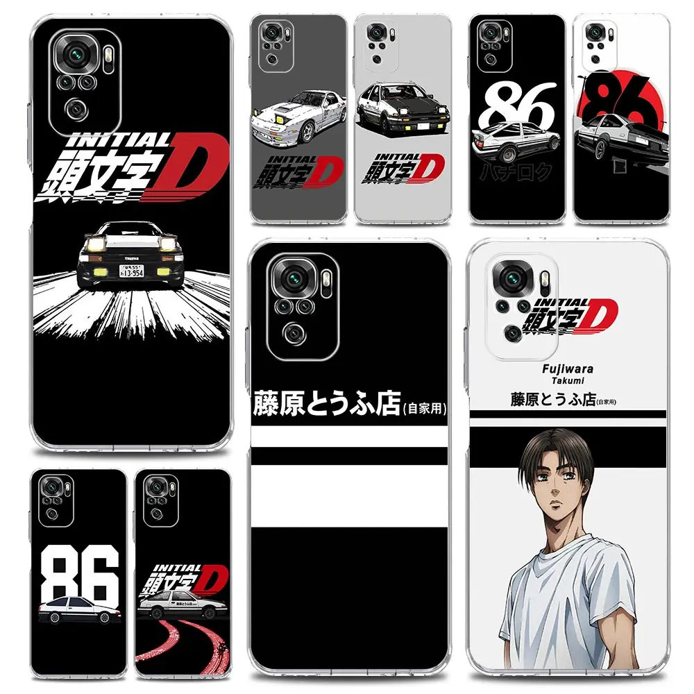 

Anime Fujiwara Takumi AE86 Initial D Clear Phone Case For Xiaomi Redmi Note 12 5G 9S 9 8 10 11 Pro+ 9T 8T 10C 9C 9A 7 Pro Cover