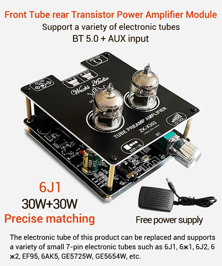 Hi-Fi 6J1 трубчатый усилитель стерео BT 5 0 Модуль предусилителя Power AMP Audio AUX