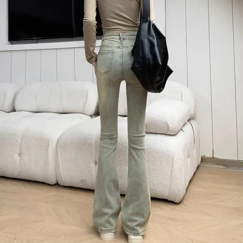 Женские дизайнерские расклешенные джинсы с высокой талией женские уличные