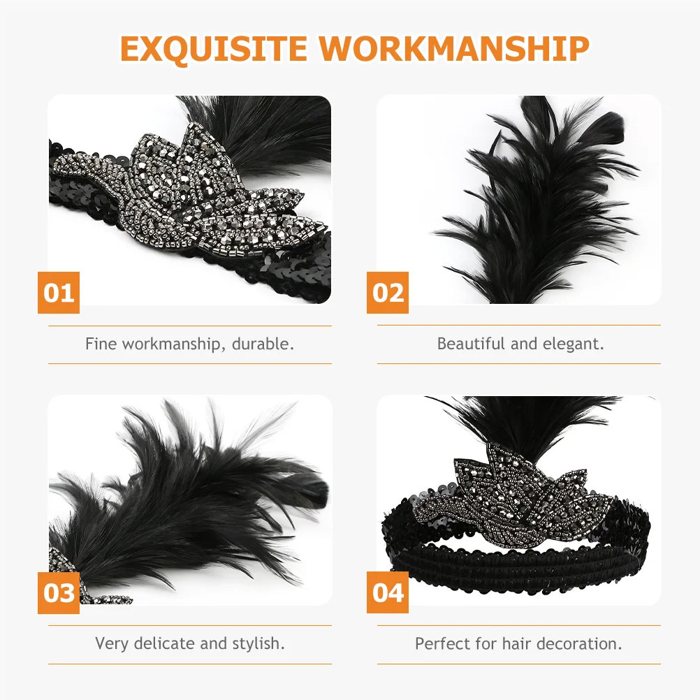 Резинки для волос свадебная повязка на голову с перьями аксессуары 1920-х годов