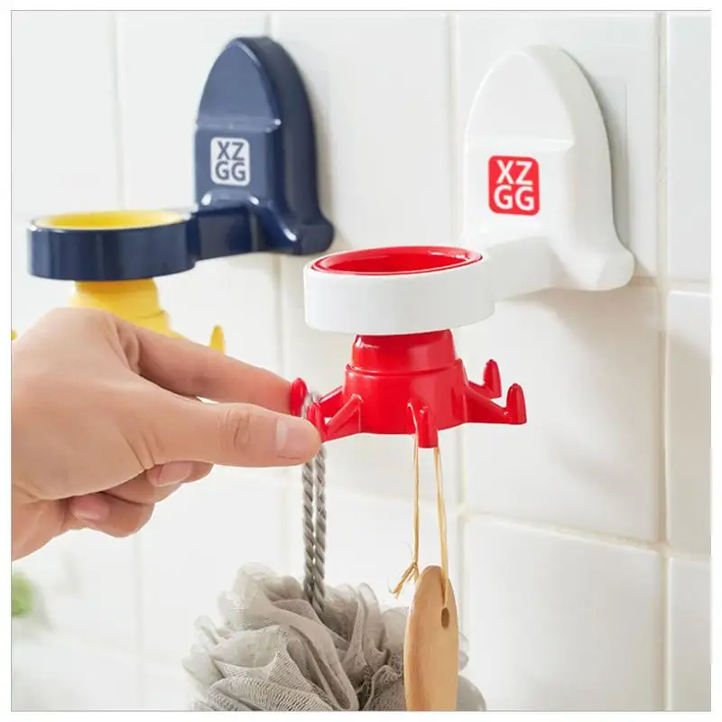 

Kitchen Utensil Hanger Wall Mount No Drilling Utility Hook Space Saving Multifunctional Self Adhesive 360 Degrees Rotatable Wall