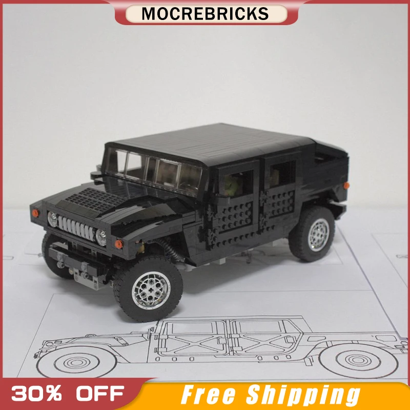 

Модернизированная Военная серия MOC-34573 Hummer H1, специальный пуленепробиваемый автомобиль, сборка игрушечных блоков, детские подарки