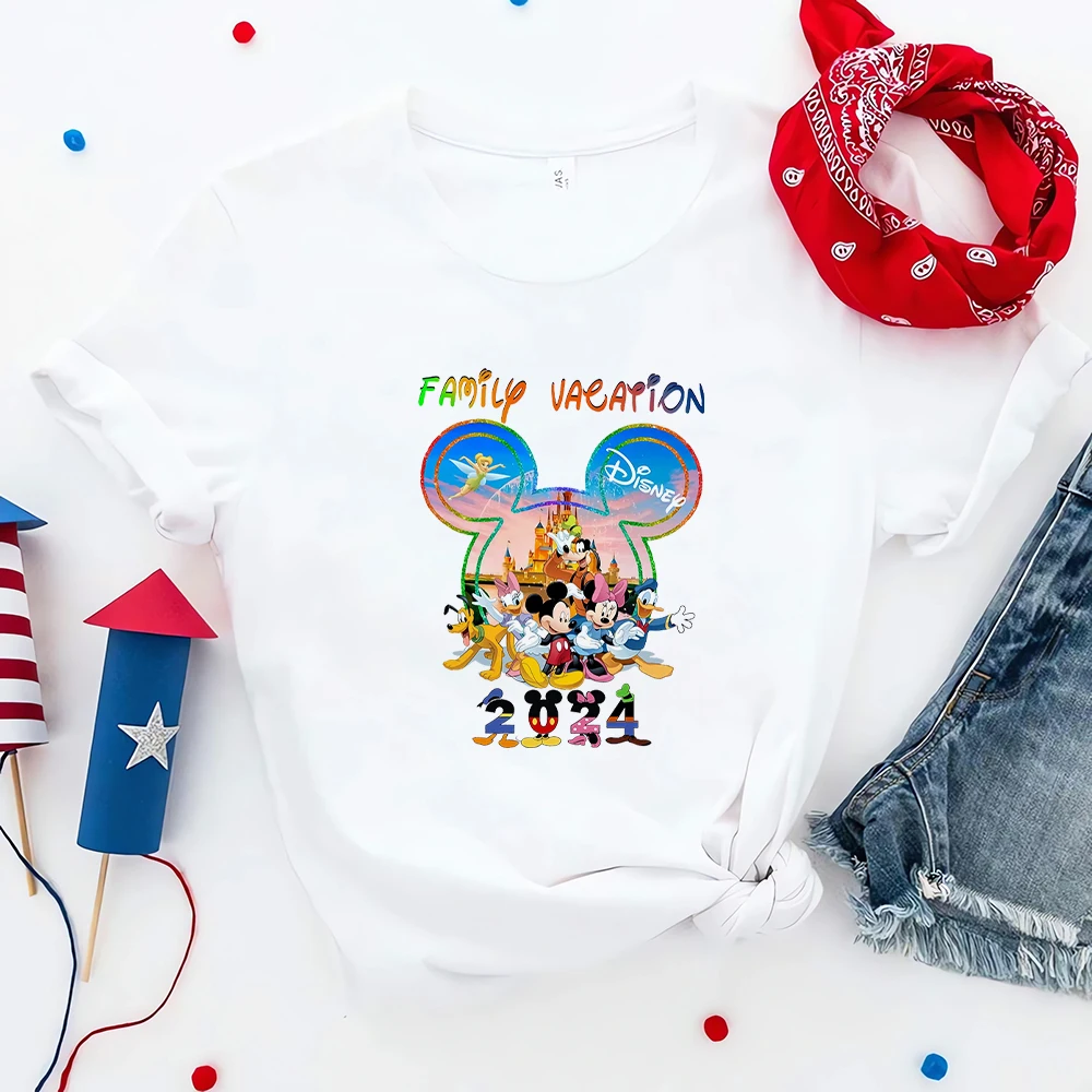 

Одежда для отпуска семьи Disneyland, модная трендовая футболка с Микки и друзьями, женская футболка 2024, Детская футболка Disney Magic Kingdom Trip