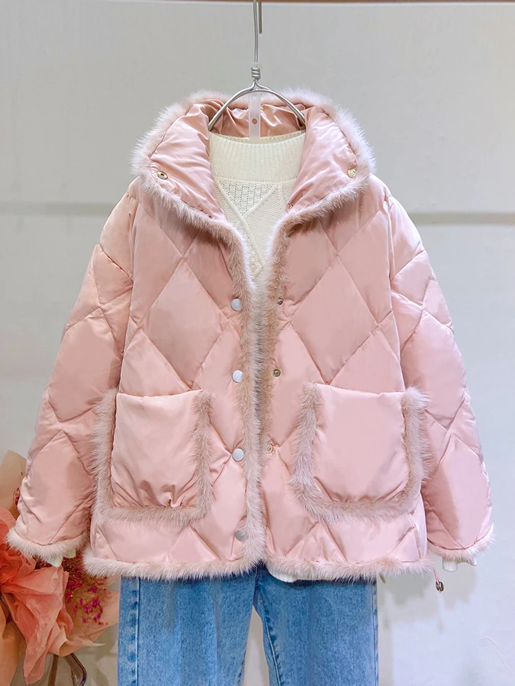 Winter 90% White Duck Down Jacket Women Candy Colors Stand-up Collar Thick Warm Loose Parka Female Fashion Streetwear Outerwear