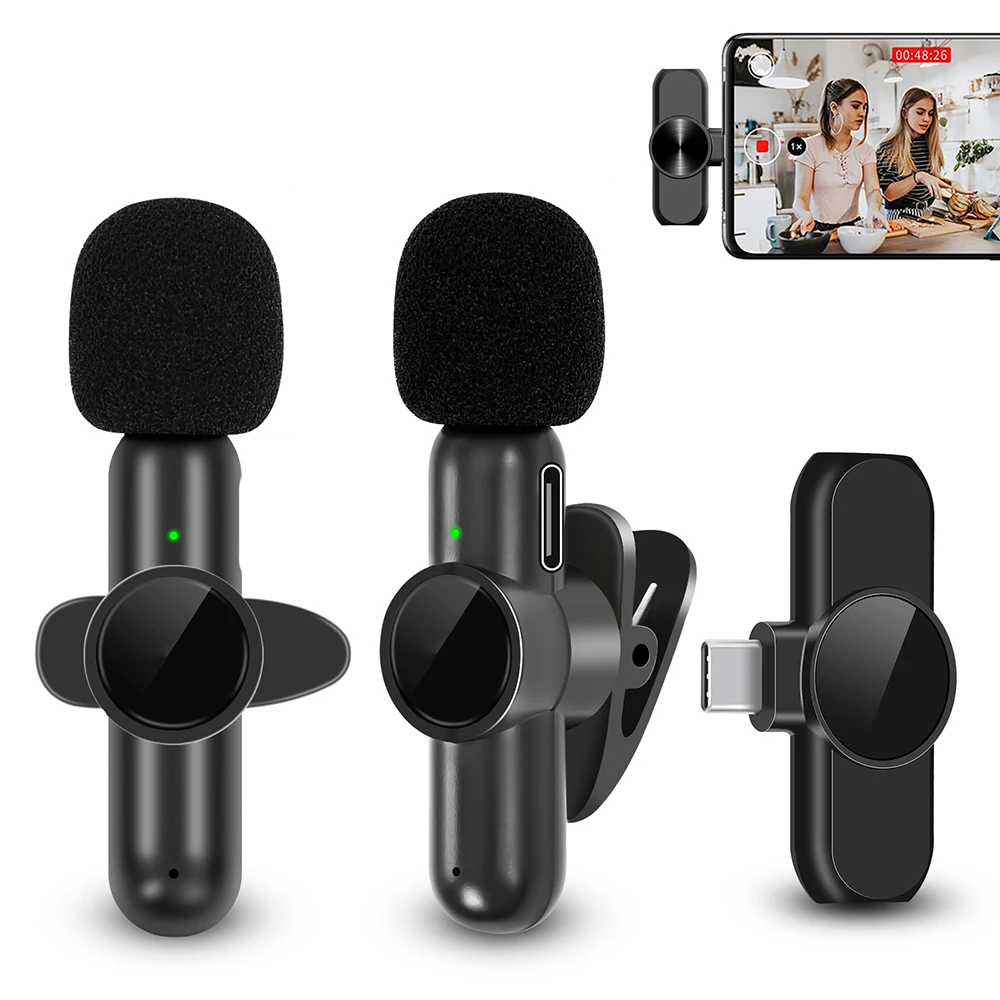 

2.4G Wireless Lavalier Microphone Noise Cancelling Audio Video Recording for iPhone/iPad/Android/Xiaomi/Samsung Live Game Mic