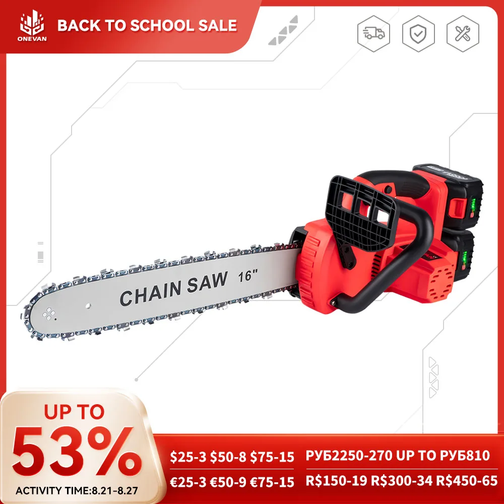 ONEVAN 7980W 16 inch Cordless Electric Saw Chainsaw Brushless Motor Logging Cutter Pruning Garden Tool For Makita 18V Battery