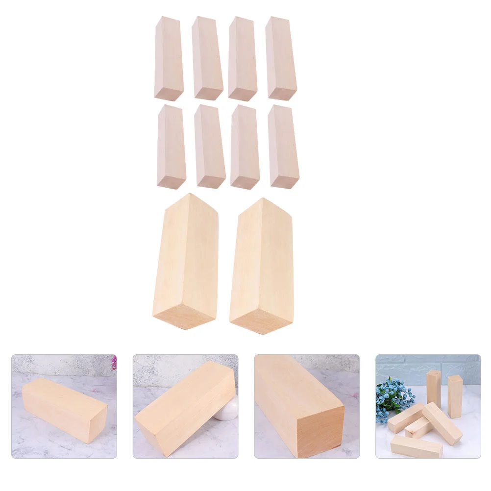 

10 Pcs Carved Wooden Strips DIY Block Carving Kit Natural Blocks Basswood Material Letter Decor