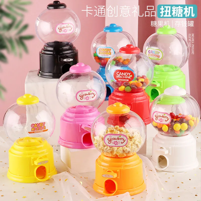 

Cute Macron color mini kawaii twist candy machine gift candy box gashapon machine piggy bank piggy bank
