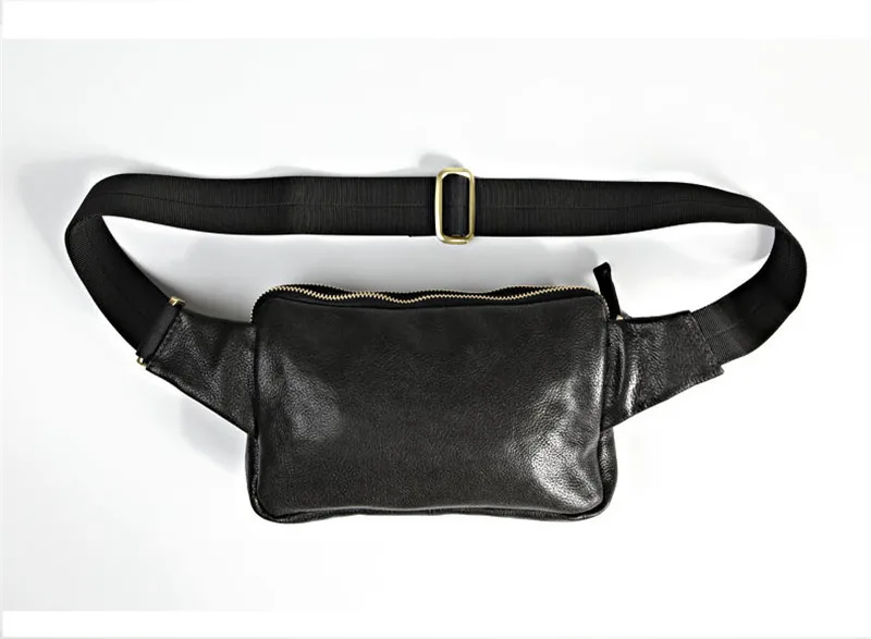 Simple casual first layer cowhide men's black small chest bag luxury genuine leather multi-functional shoulder crossbody bag