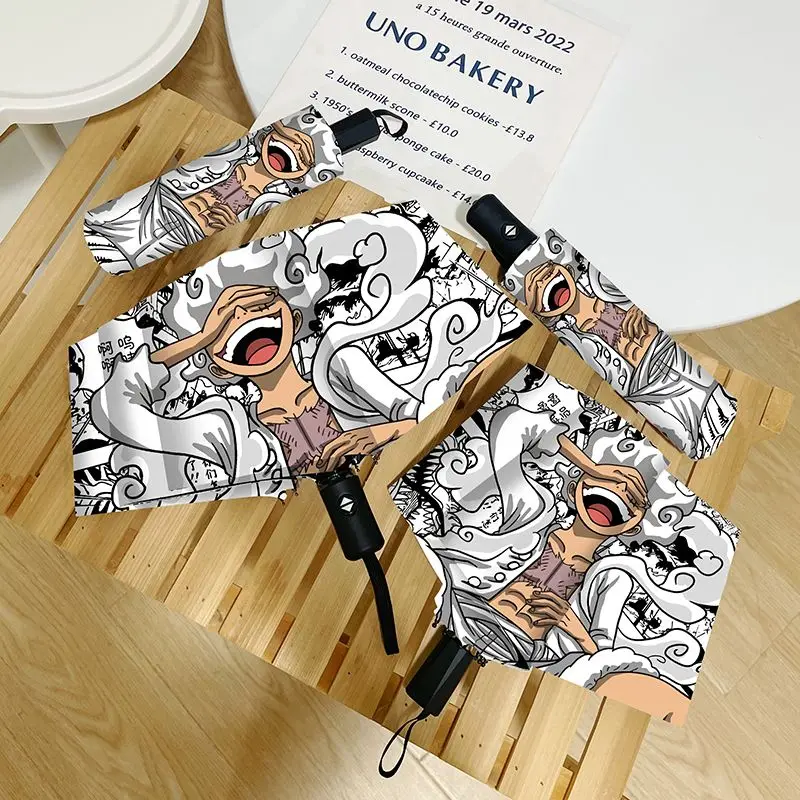 Зонт унисекс в стиле аниме с молнией и Луффи аксессуар для детей тройной складной