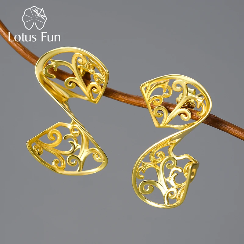 

Lotus Fun 18K Gold Unusual Classical Pattern Acanthus Leaf Party Dangle Earrings for Women 925 Sterling Silver Luxury Jewelry