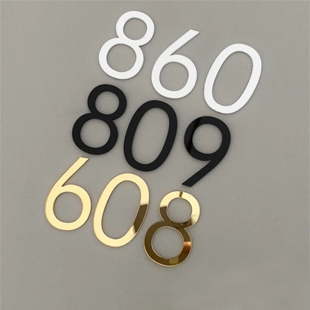 

1PC Self-adhesive 3D Numeral Door Plaque Plating Gate Digits 0 to 9 Plastic Number Tag Home Hotel Sticker Address Door Label