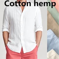 high quality small horse men long sleeve shirts 100 cotton hemp ventilation hombre classic shirts casual streetwear top