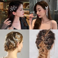 pearl crystal hair combs decorative hair clips for bridal wedding flower headpiece women hair jewelry ornaments accessaries