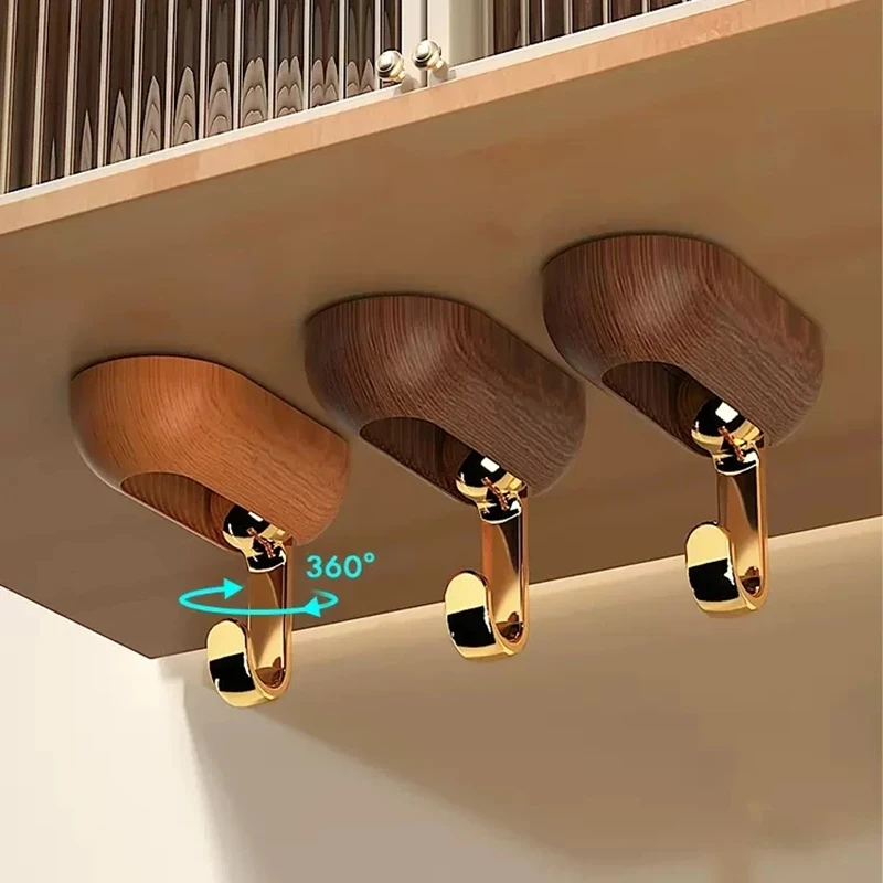 

4Pcs Universal Hooks Wall Mounted Hooker Rotatable Hooks Bathroom Towel Rack Kitchen Punch-free Storage Hooks Gadgets Organizer