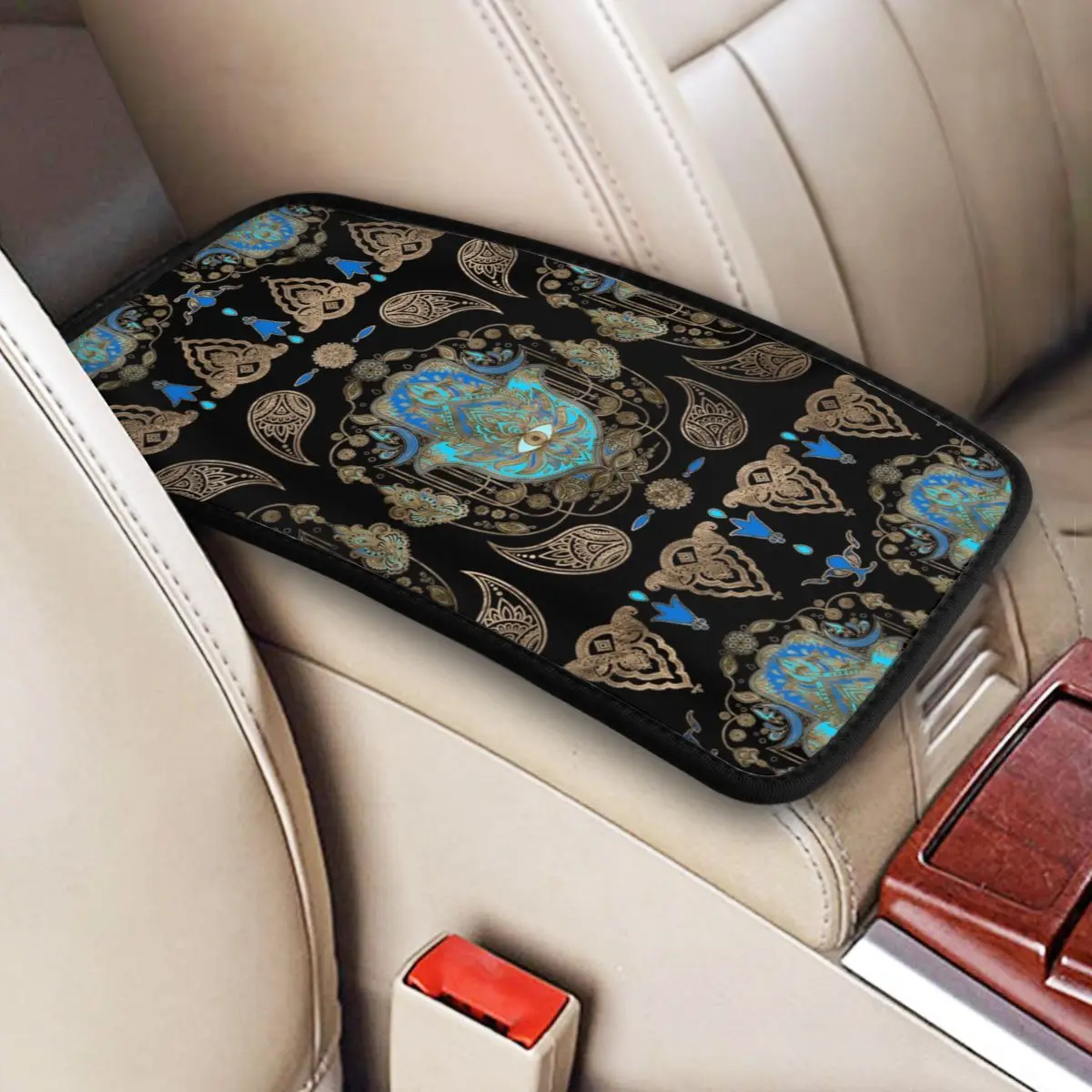 

Car Armrest Cover Mat Hamsa Hand Of Fatima Center Console Protective Cushion Pad Hamsa Hand Amulet Car Accessories