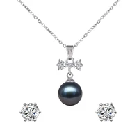 shiny cross bowknot rhinestone imitation pearls necklace earrings sets for women fashion jewelry set bridal wedding party gift