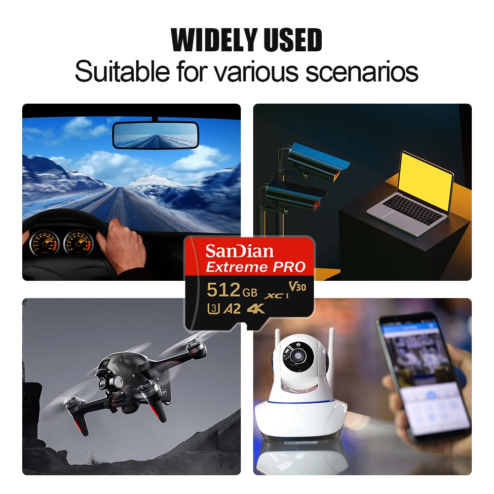 Фото Карта памяти Micro TF SD 32GB 64GB 128GB 512GB U3 V30 A2 высшего качества для Android-смартфонов Samsung Galaxy, расширение памяти №5