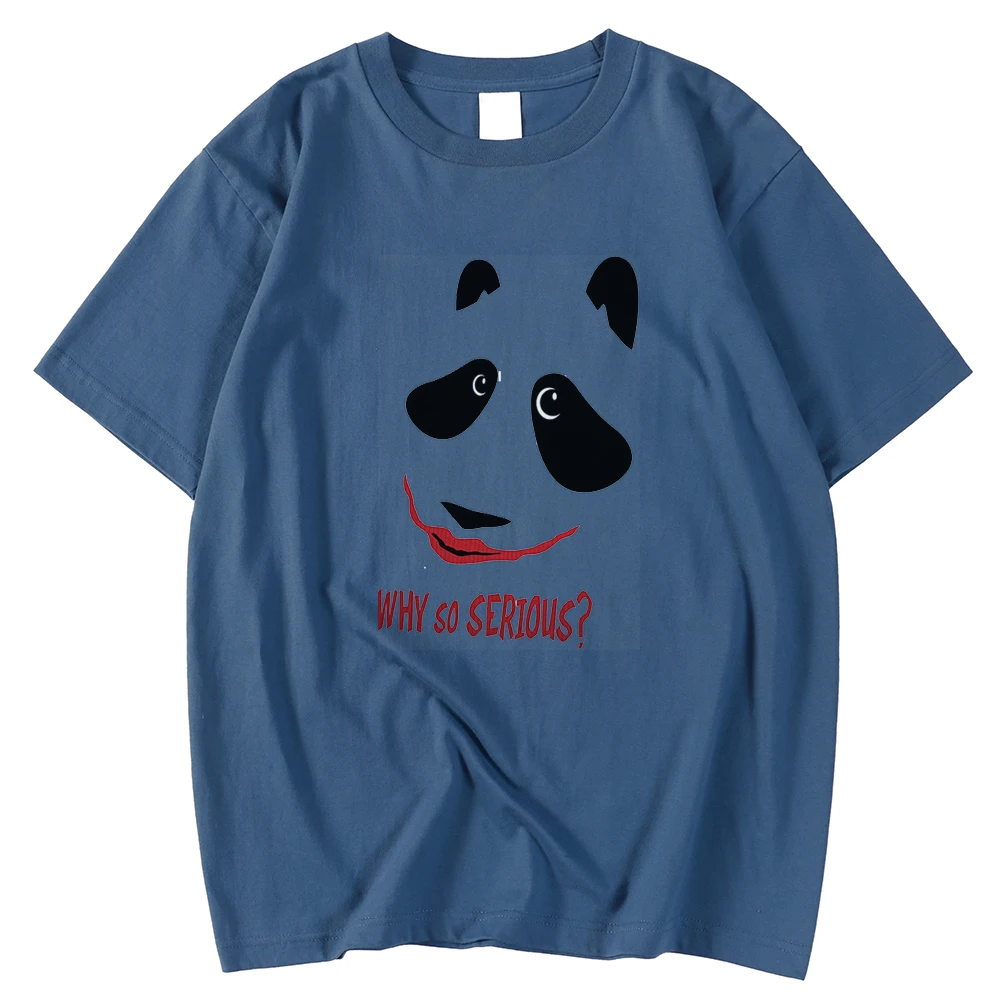 

Oversize 2022 Men Tee Shirts Summer Loose Tshirt Cute Panda Why So Serious Print Tops Short Sleeve Breathable Tees Shirt Mens