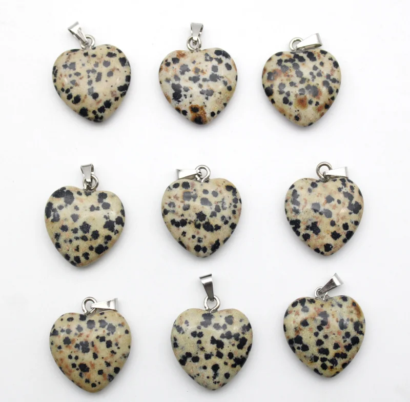 

Wholesale 30pcs 16mm Natural Stone Dalamatian Jaspers Heart Pendant for DIY Jewelry Making Necklace Pendants for Women