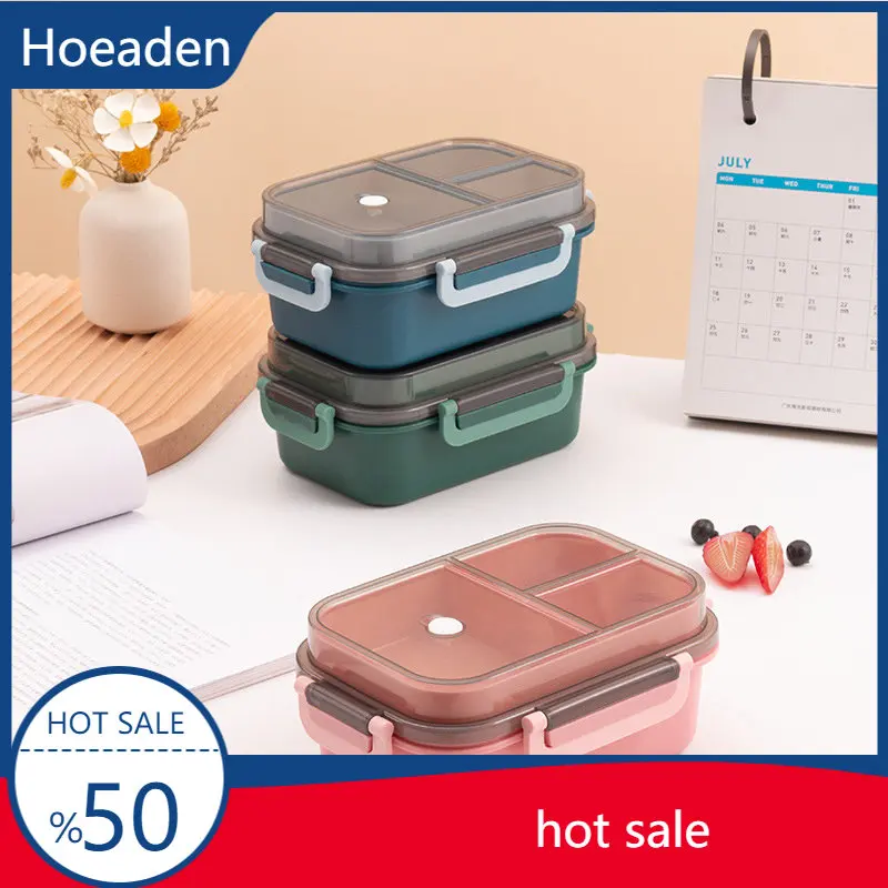 

Portable Sealed Lunch Box 2 Tier Lattice Student Office Staff Fruit Food Containers With Forks And Spoons