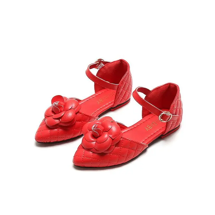 

Sweet Flower Girl Princess Shoes Pointed PU Leather Shoes Spring New Korean Version Children's Shoes Red Sandals Shoes