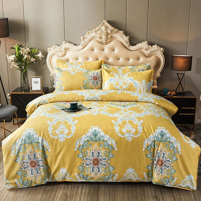 

Nordic Bedding Set Jacquard Printed Luxury European 4 Pieces Duvet Cover Bed Sheet Pillowcases Set Twin Full Queen King Bed Size