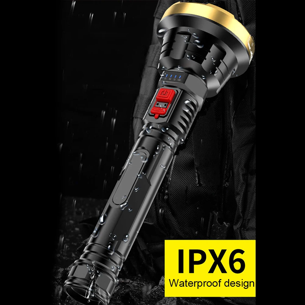 

LED Emergency Flashlight USB Charging Waterproof Camping Lantern Dimmable Service Work Light Power Display for Outdoor Equipment