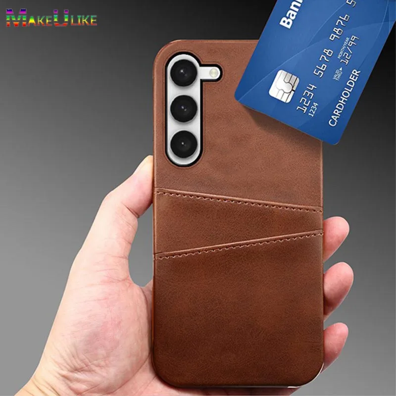 

For Samsung Galaxy S23 Plus Case Card Slot PU Leather Hard Cover for Samsung S20 S21 FE S8 S9 S10 S22 S23 Plus Ultra S10E Case