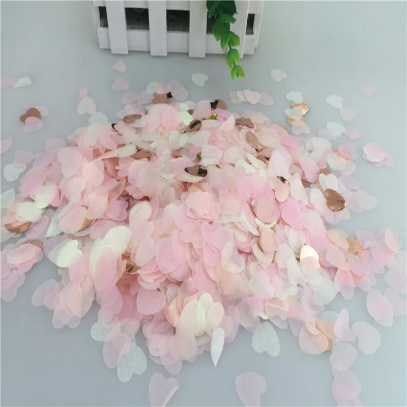 

1.5CM Heart Rose Gold Mixed Color Paper Confetti Wedding Birthday Party Decoration Round Transparent Filled Balloon Confetti