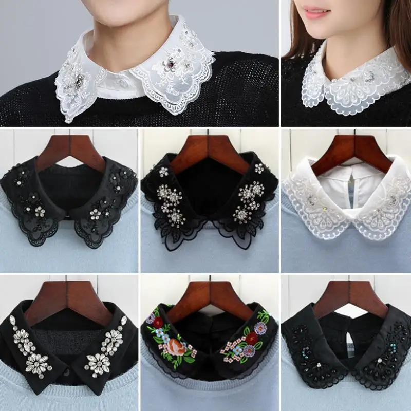 

Sitonjwly Business Women Fake Collar Shirt Detachable Collar Female False Collars Necklace Dress Lapel Blouse Top Faux Collar