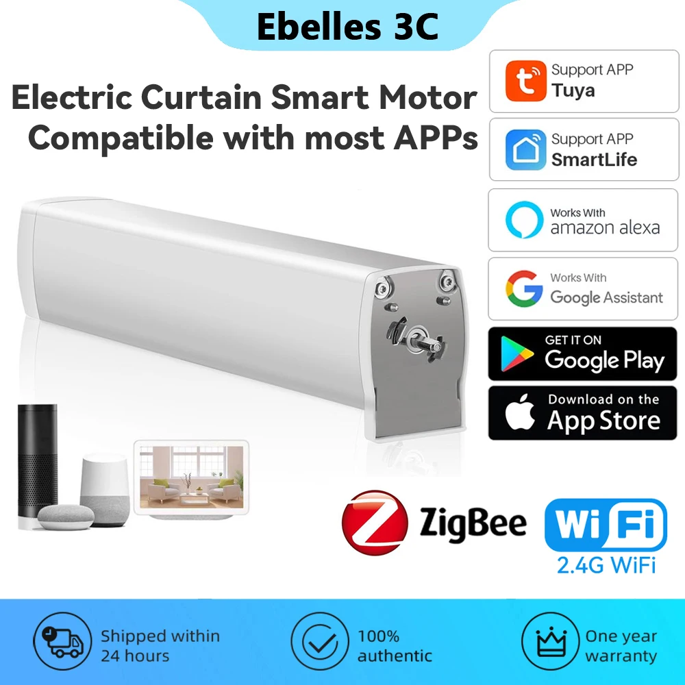 

Tuya Electric Curtain Motor WiFi Zigbee Auto Motorized Curtain Timing Smart Home APP Remote Control For Alexa Google