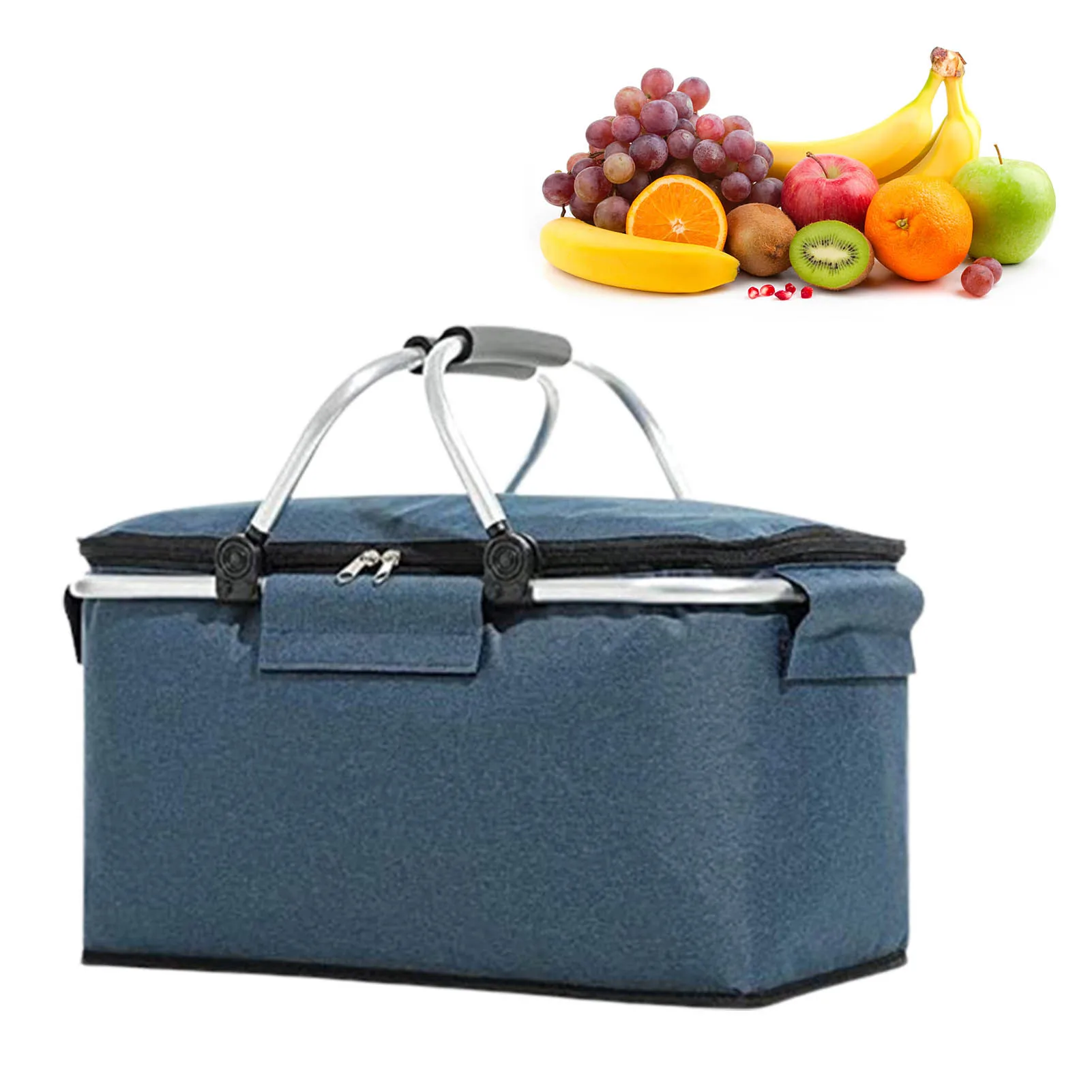 

Portable Collapsible Picnic Basket Shopping Travel Camping Grocery Bag Foldable Design Compact Storage BagLightweight Bag