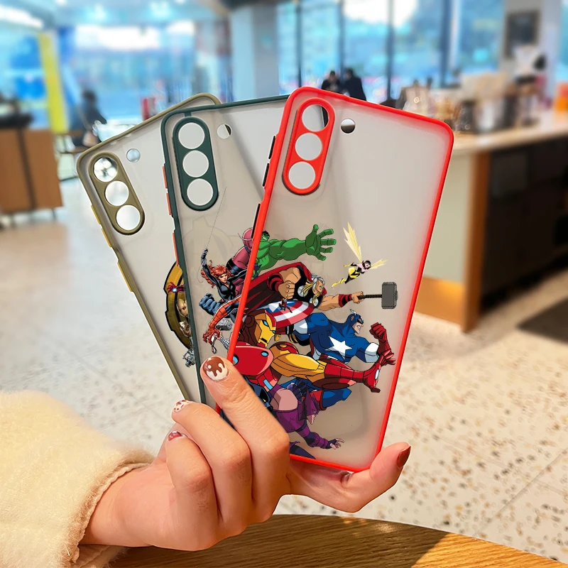 

Marvel hero cool Avengers For Samsung Galaxy S21 S20 FE Ultra Plus S10 S9 S8 5G M31S 30 20 Frosted Translucent Phone Case