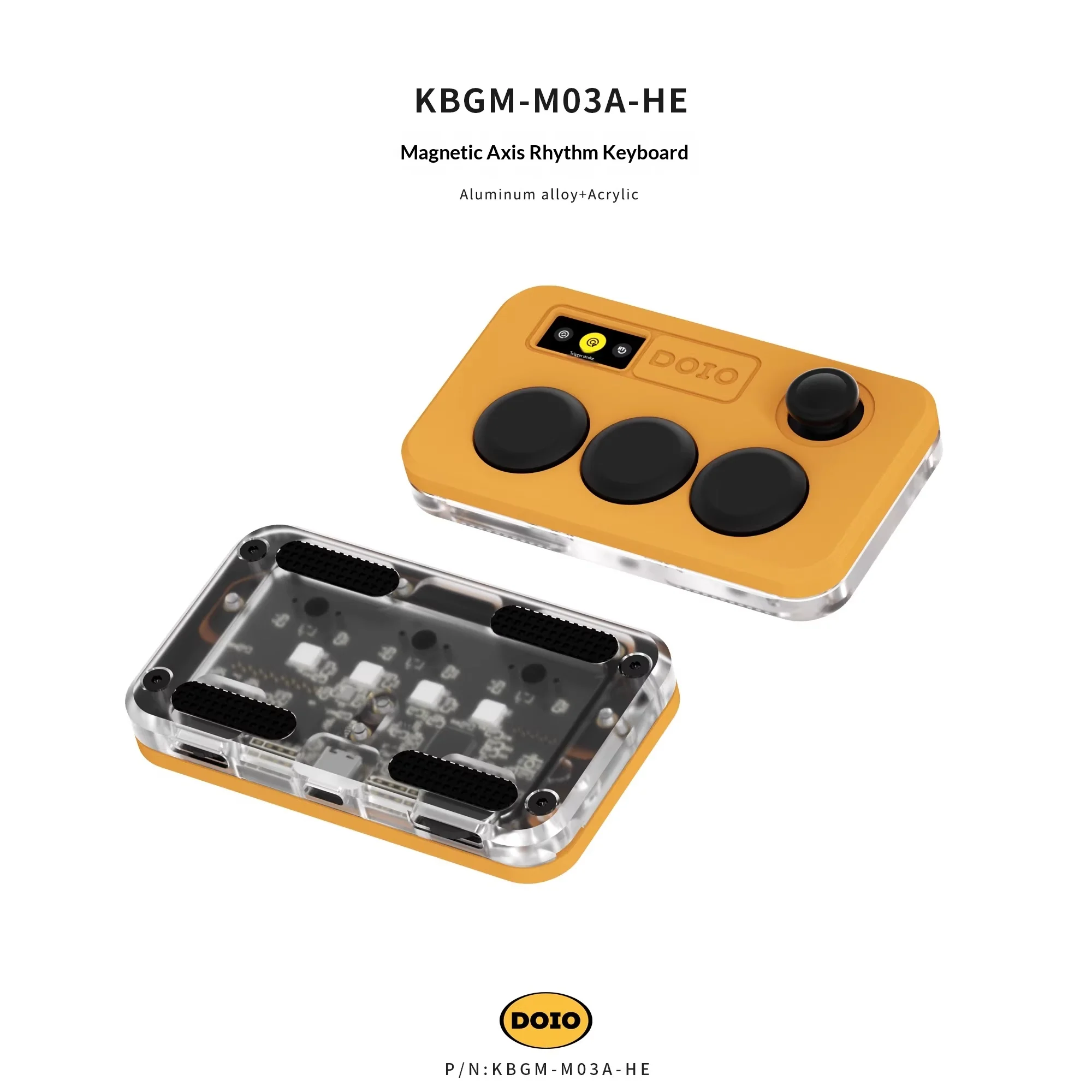 Фото DOIO KBGM-M03-HE Низкопрофильная магнитная клавиатура из алюминиевого сплава, 4-клавишная игровая клавиатура, 3-клавишная мини-портативная клавиатура для OSU/DJMAX/Muse Dash/EZ2ON №2