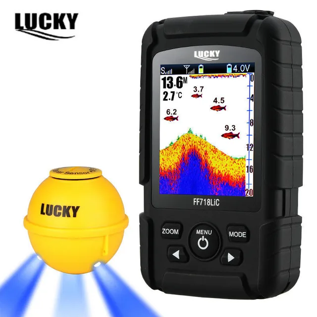 LUCKY FF718LIC-WLA Fish Finder Wireless Fishfinder Fishing Sonar 45M/147Feet Depth Sounder Echosonda Echolot Echo Sondeur Deeper 1