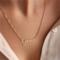 stainless steel personalized customized letter necklace name for women fashion gold chain pendant jewelry birthday present