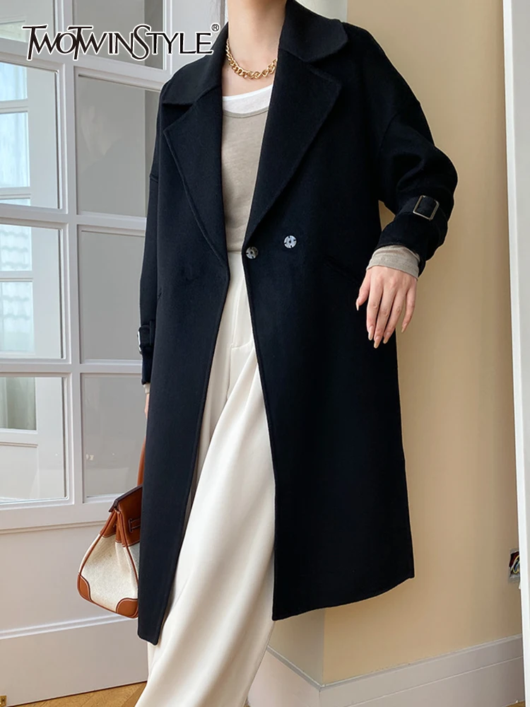 

Женский элегантный Тренч TWOTWINSTYLE, белый винтажный Тренч составного кроя с отложным воротником и длинными рукавами, на одной пуговице, 2023