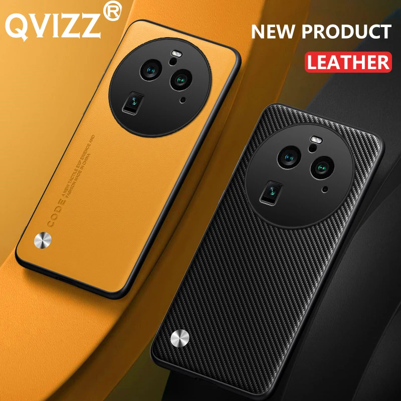 

Luxury Leather Case for Oppo Find X6 Pro FindX6Pro PGFM10 PGEM10 Carbon Fiber Soft Edges Shockproof Phone Cover OppoFindX6Pro