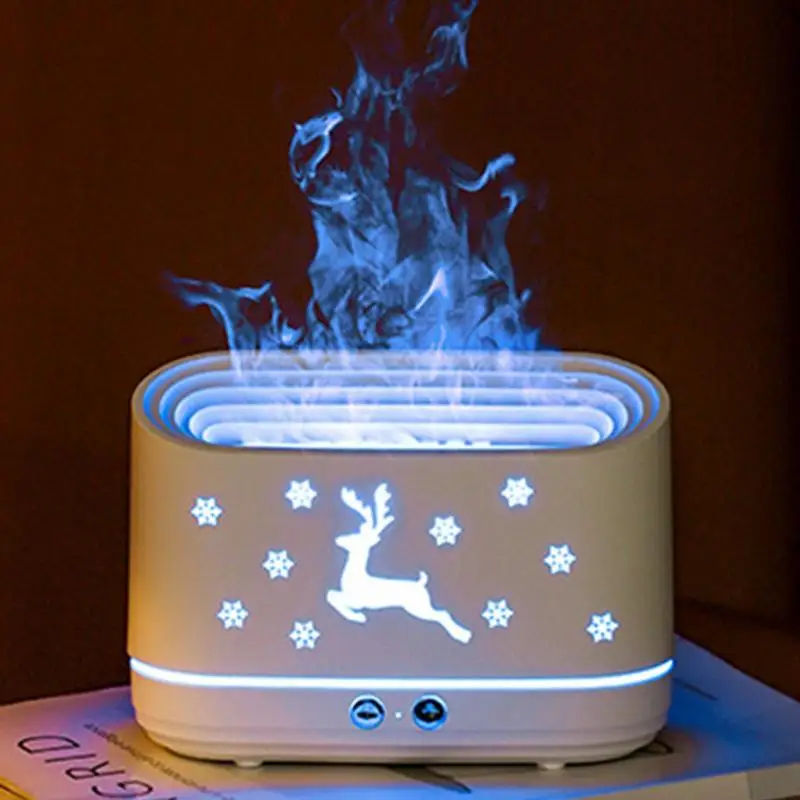 

Purifier Flame Humidifier 300ml Capacity Timing Function Noiseless Operation 2 Brightness Night Light USB Humidifier For Home